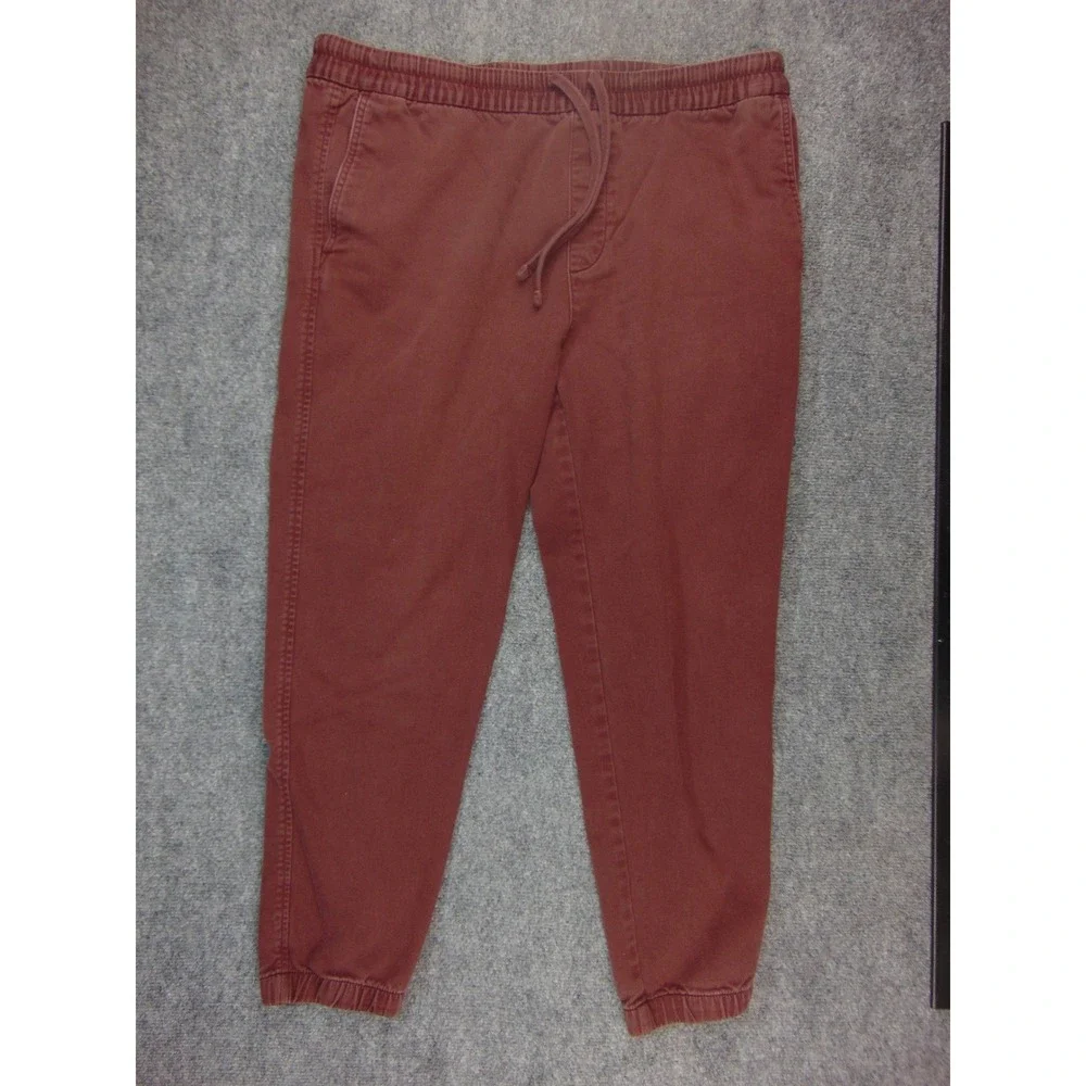 Banana Republic Travel Jogger Men Large Red Solid Elastic Waist Drawstring Pants